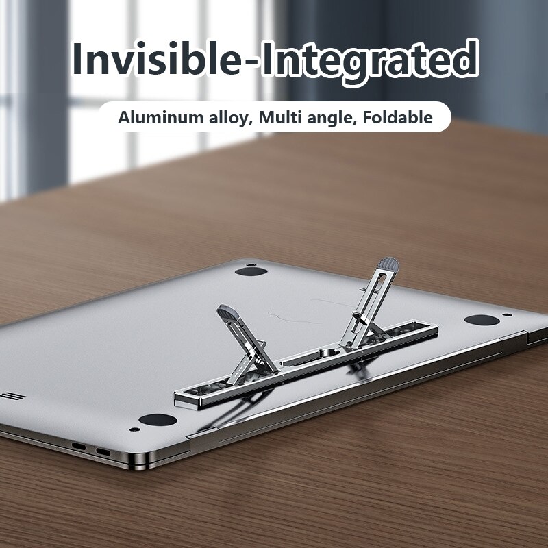 Aluminum Invisible Laptop Stand Keyboard Holder Foldable Height Adjustable For Macbook Pro Air Notebook Tablet Desk Stand