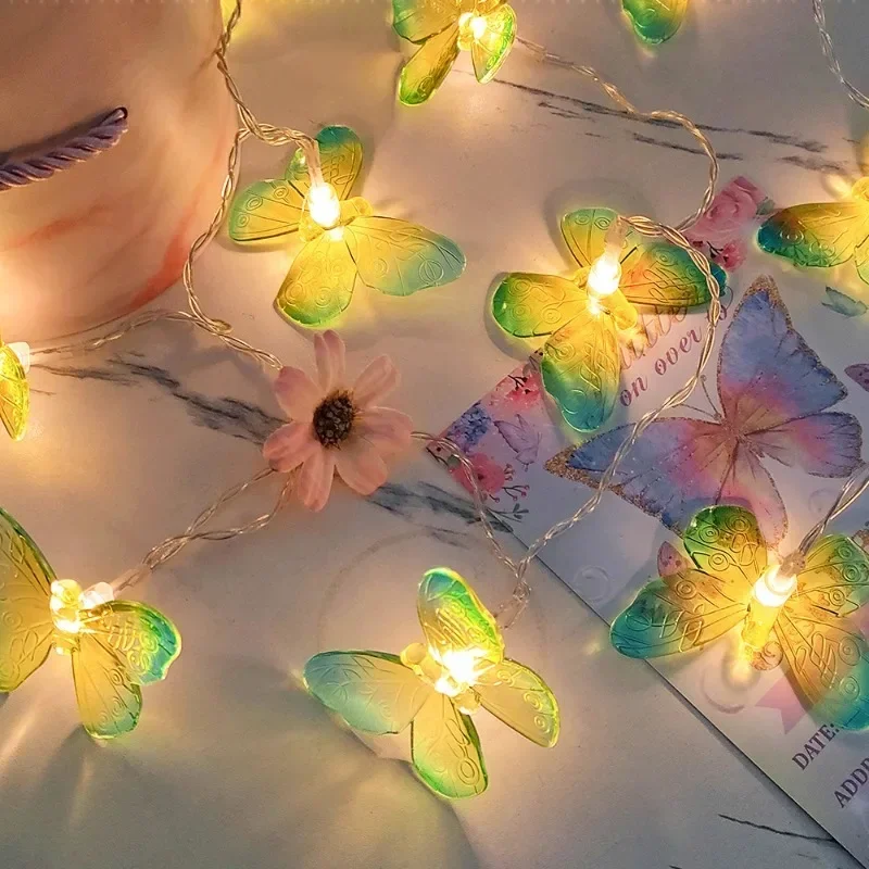 Guirnalda de luces LED de mariposa de 1M y 3M, luces de hadas alimentadas por batería, guirnalda para habitación, cortina para niñas, Navidad, cumpleaños, boda, , decoración del hogar