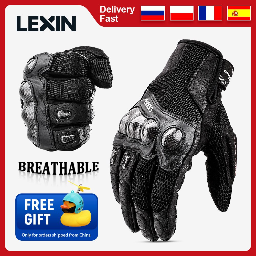 Lexin Summer Gloves Men for Motorcycle Breathable &amp;Hard Knuckle Hand Protection Touchscreen Riding Gloves Moto Cycling