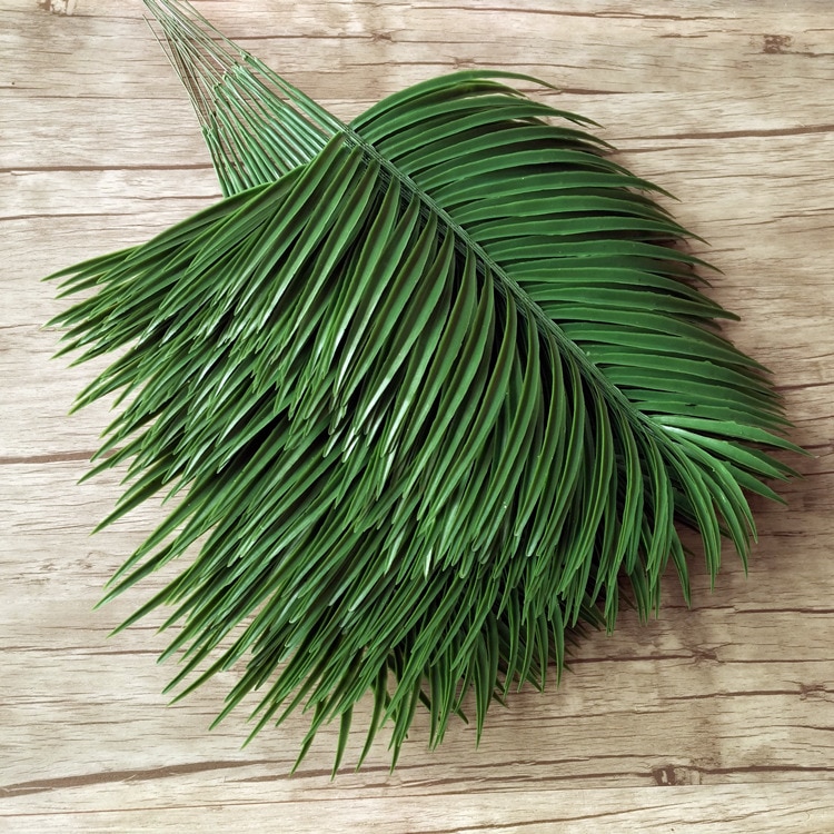 Kunstige palmeblade 5 stk grønne planter lron træ blade dekorative kunstige blomster bryllup dekoration