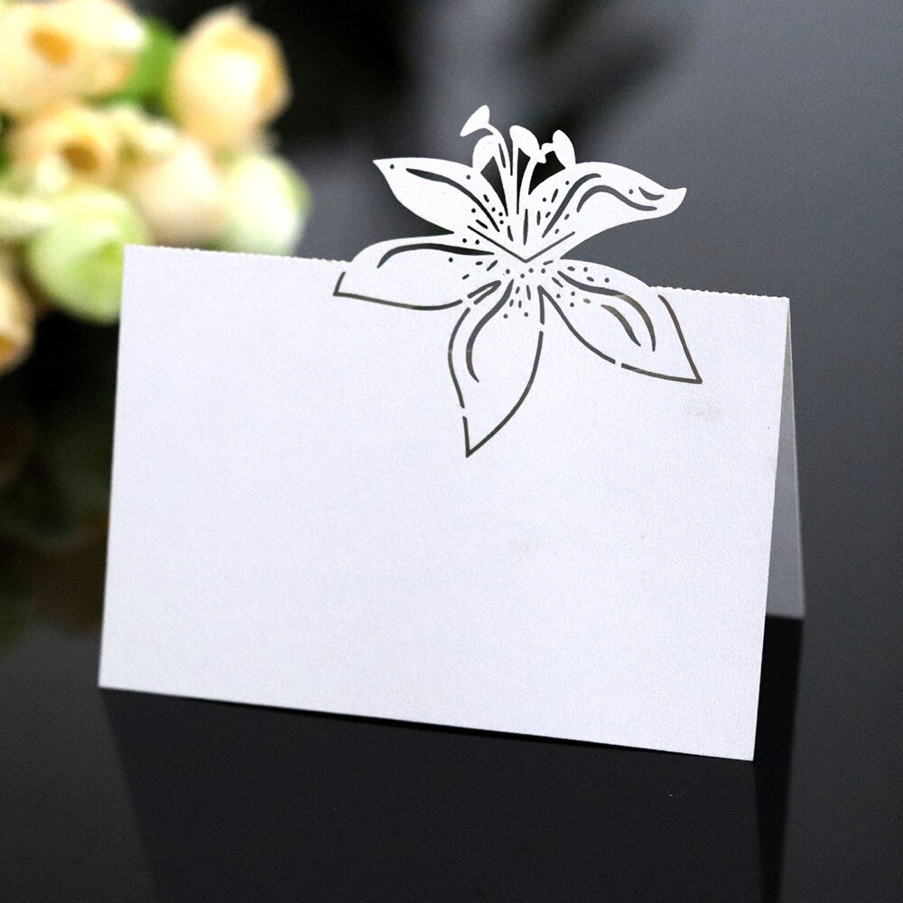 50pcs White Lace Name Place Cards Wedding Decoration Table Decor Table Name Message Greeting Card Baby Shower Party Supplies