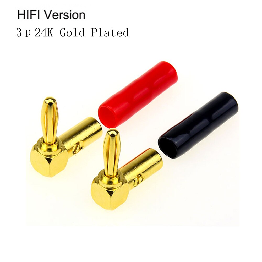 HIFI 24K Gold plated 90 Degree Speaker Banana Plug right angle