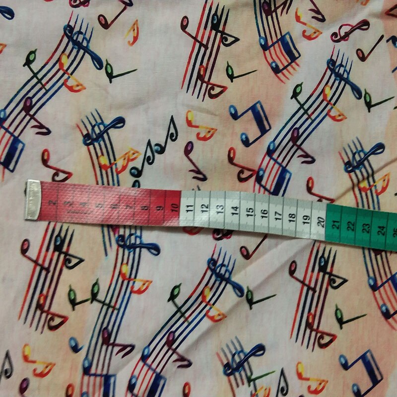 50 x 105cm farverig musiknote trykt bomuldsstof musiknote stof patchwork stofpose til hjemmet