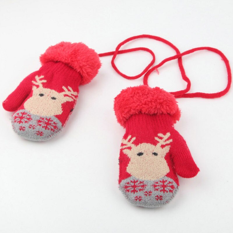 1 to 6 år gammelt barn baby dreng pige strik handsker vinter børn varme reb vanter vat solid christmas elg  st2