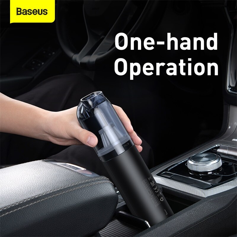Baseus-aspiradora portátil con USB, aspiradora de mano con filtro HEPA, silencioso, lavable, 4000Pa, minidiseño para limpieza de coche y PC