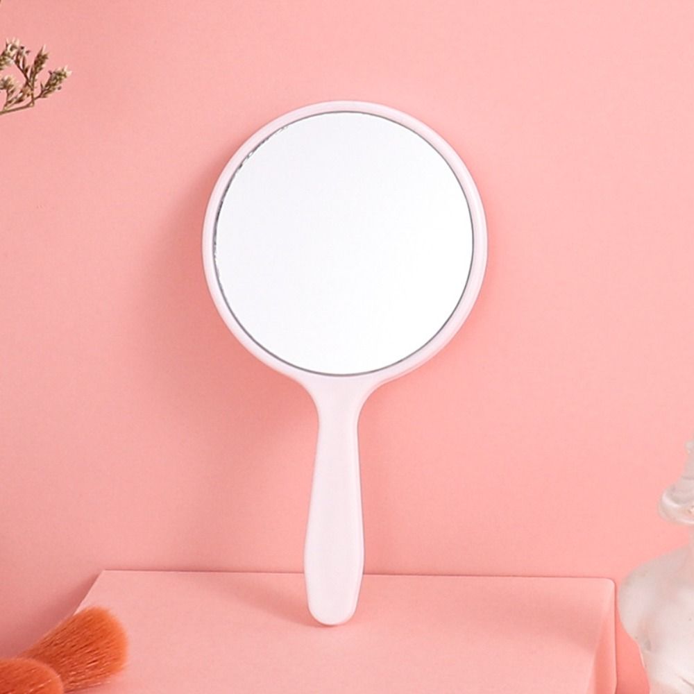 DIY Makeup Mirror Cute With Handle Small Round Handheld Mirror Handheld Anti-fall Portable Mirror Home