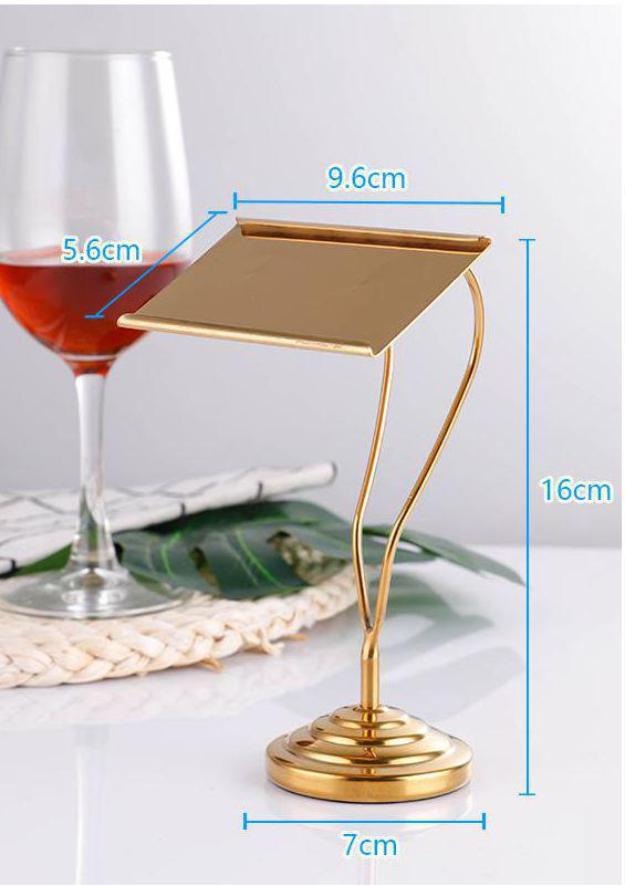 European Stainless Steel Menu Stand Metal Name Card Bracket Hotel Buffet Table Number Clamp Wedding Banquet Table Sign Stand: 16cm Golden