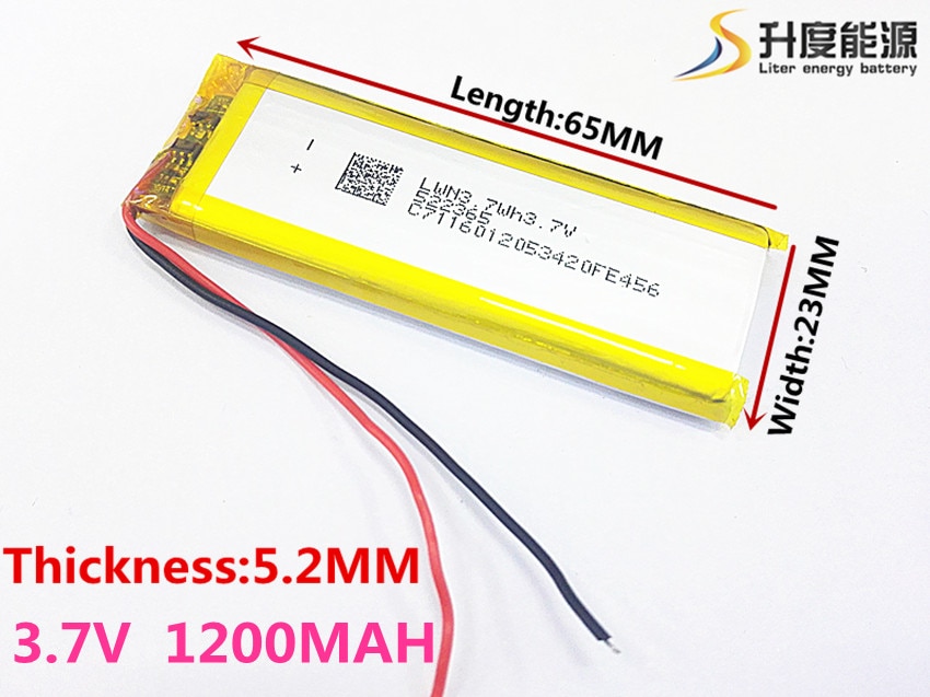 3.7 V lithium polymeer batterij 1200 mah 522365 mobiele voeding tablet GPS navigator
