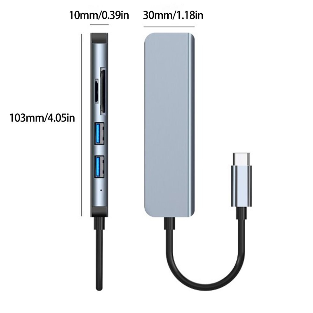 USB C Hub to USB 3.0 USB 2.0 Adapter Dock with Security Digital TF SD Jack for Macbook Pro/Air M1 5 In 1 Docking Station
