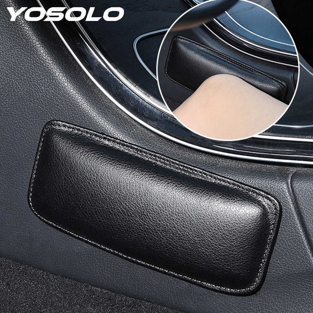 Yosolo 18 x 8cm universell pu lær elastisk pute minneskum lårstøtte bil interiør knebeskytter