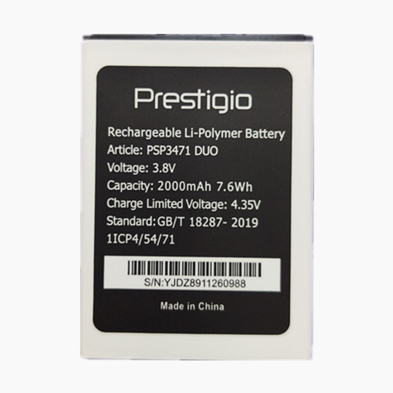 Batería PSP3471 DUO de 3,7 V, 2000mAh, reemplazo de batería de teléfono, para Prestigio Wize Q3 DUO PSP3471, novedad