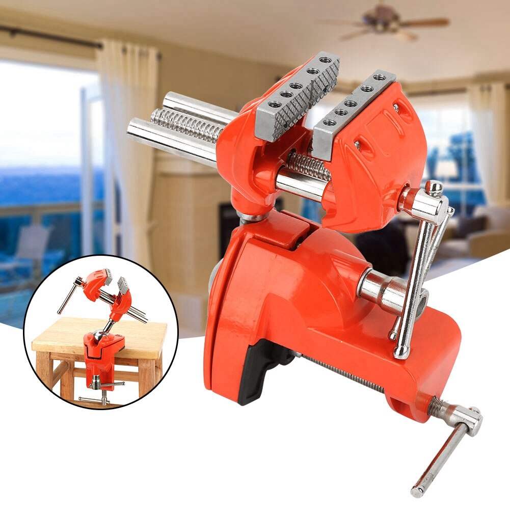 Mini Aluminum 360 Degree Rotating Bench Vise Adjustable 70mm Jaw Width Table Vise Multifunctional Workbench Woodwork Clamp Vise