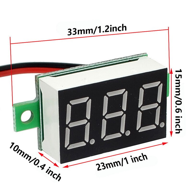 1 stk rød / grøn / blå digital voltmeter led display mini 2/3 ledninger spændingsmåler amperemeter høj nøjagtighed  dc 0v-30v 0.36 "