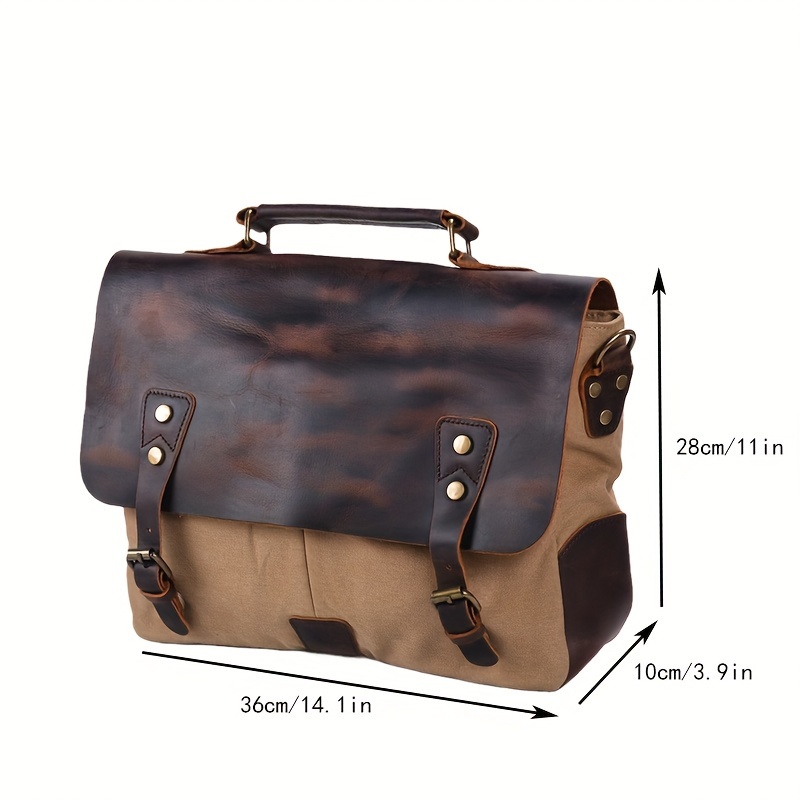 Muchuan heren messenger bags, canvas schoudertas, handtas, crazy horse leren aktetas, retro kantoortas, handgemaakte tassen voor mannen