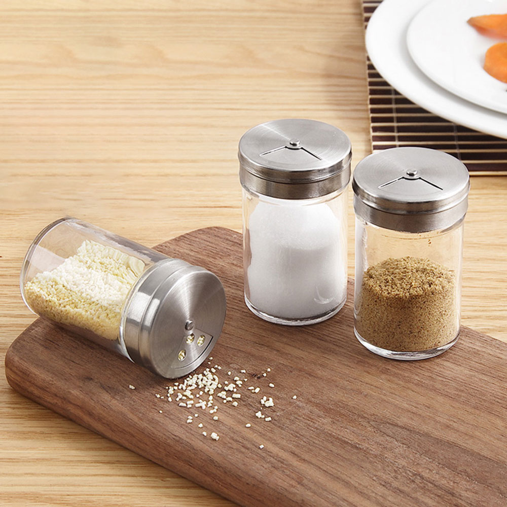 Tarro de especias para cocina, caja de condimentos, frasco de almacenamiento de vidrio, frascos transparente, azúcar, sal, pimienta, caja de comino en polvo, herramienta