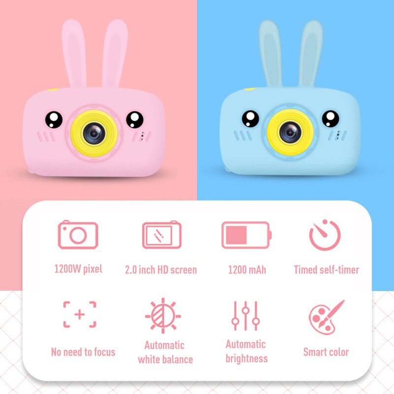 Cámara de juguete para niños Min 2,0 pulgadas 1920 HD pantalla multifunción dibujos animados bonitos niños Cámara juguete educativo jugar