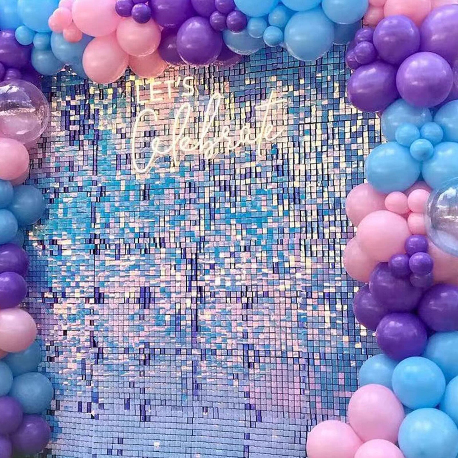 Panel de fondo de pared con lentejuelas brillantes, 1 pieza, espejo dorado brillante, decoración de cumpleaños, Año y boda