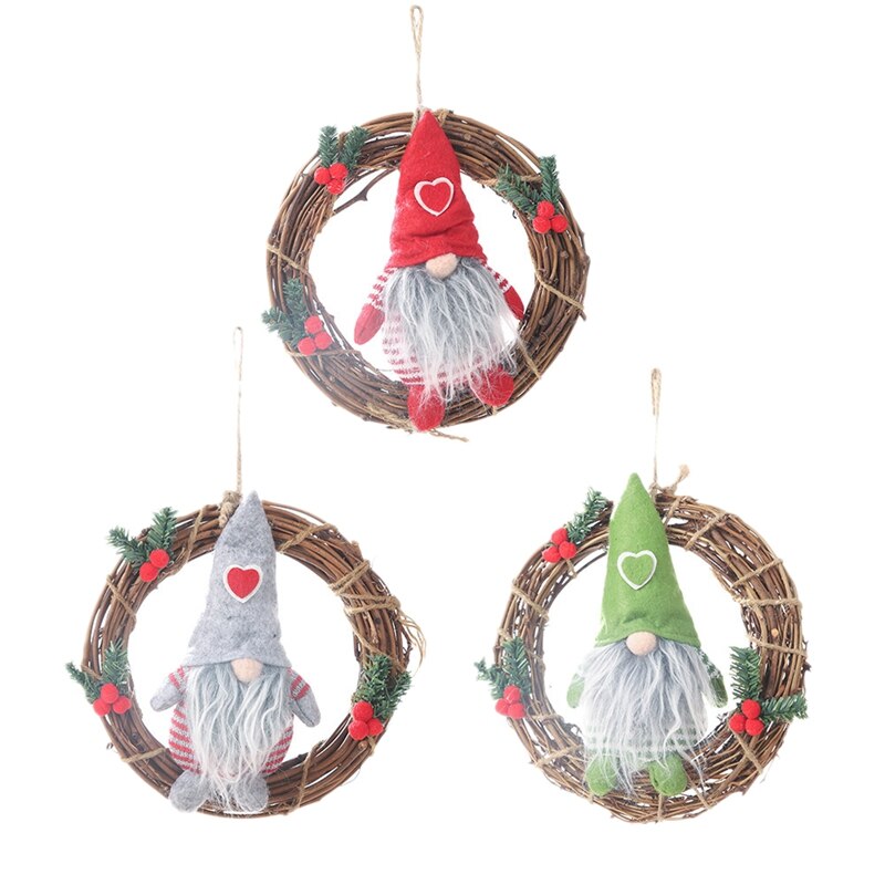 Szs Kerst Rotan Hanger Pop Krans Raamdecoratie Voor Thuis Labradoodle Rotan Ring Hanger Decoratie Willekeurige Kleur