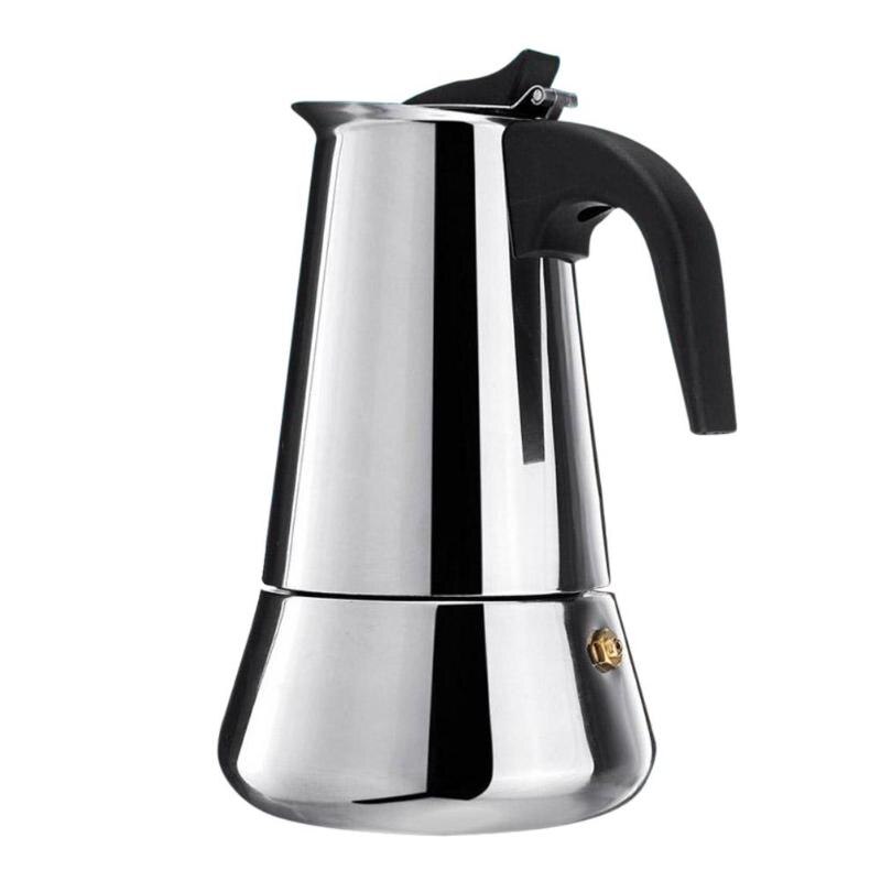 Cafetera tetera portátil 100/200/300/450ML placa encimera Mocha cafetera Moka cafetera de acero inoxidable para Pro Barista: 100ml-2