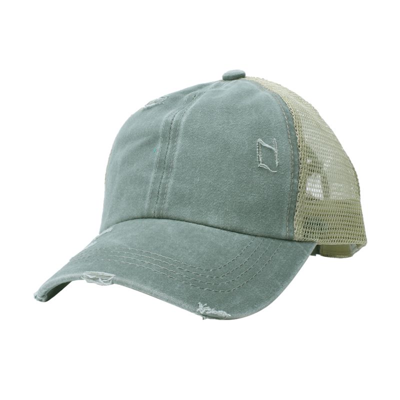 Gorros para mujeres o hombres Cola de Caballo gorra de béisbol desgastada lavada Verano de algodón sombrero de malla de camionero gorras para mujer: Baseball Cap 19