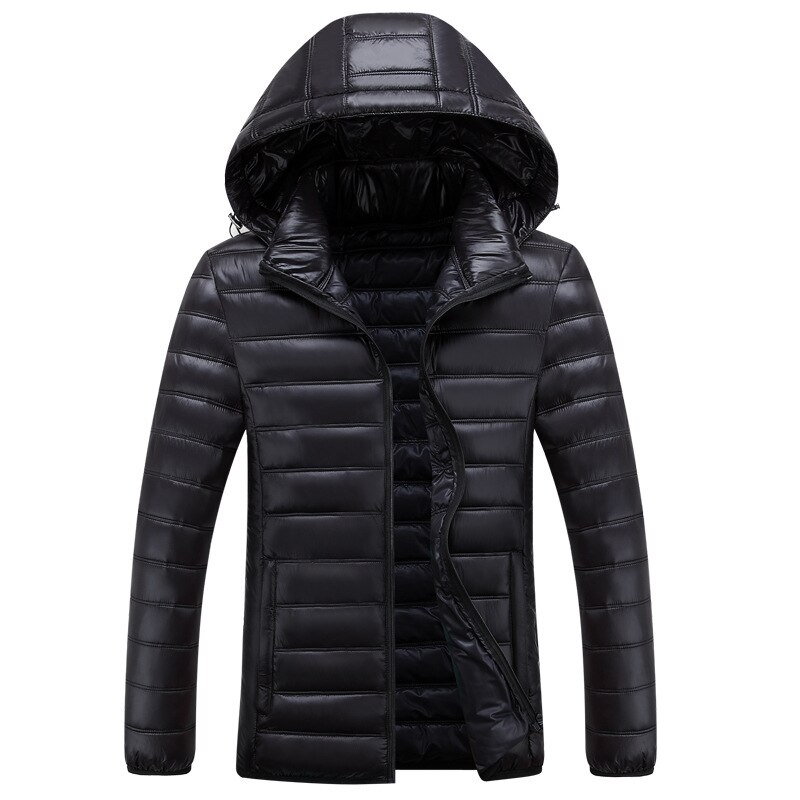 Vinterjakke herre hette vindjakke parka varm bomull polstret jakke fritidsjakke herreklær store herre størrelse 4xl 5xl 6xl 7xl: Svart / 5xl
