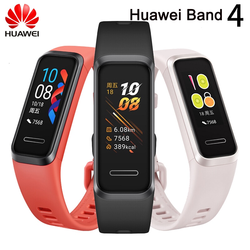 Originalt huawei band 4 smart armbånd 0.95 '' farve usb-inde amoled skærm hjertefrekvenssporing sundhed søvn snap watch band