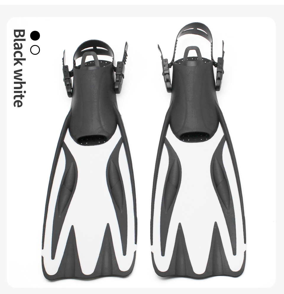 Diving Fins Mid-length Adult Fins Adjustable Shoes Free Diving Swimming Fins Deep Diving Snorkeling Equipment -40: White / LXL