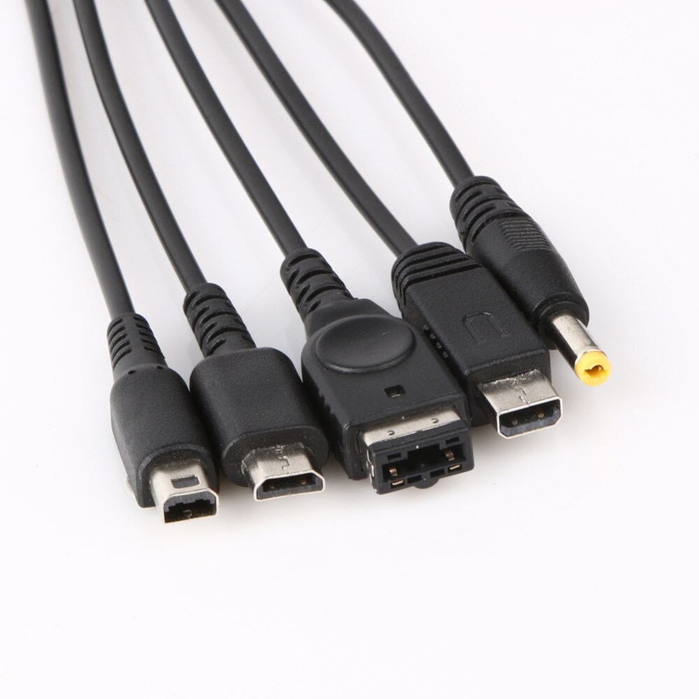 5 in 1 USB Charger Cable Fast Charging Game Accessories USB Charger Cables Black