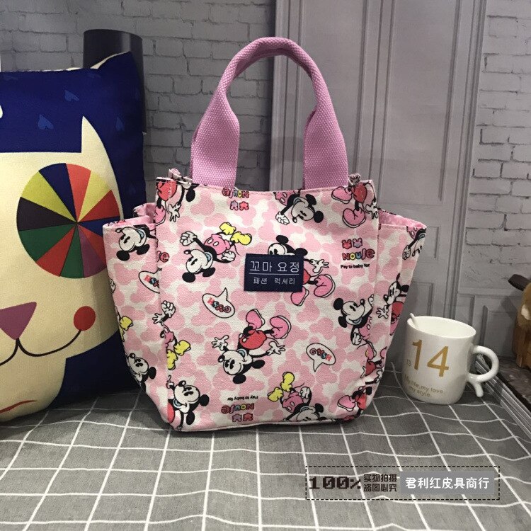 Lady Women Handbag Polyester Ladies Printing Handbags Portable Lunch Bag Pouch Storage Box Picnic Tote Bag: Orange