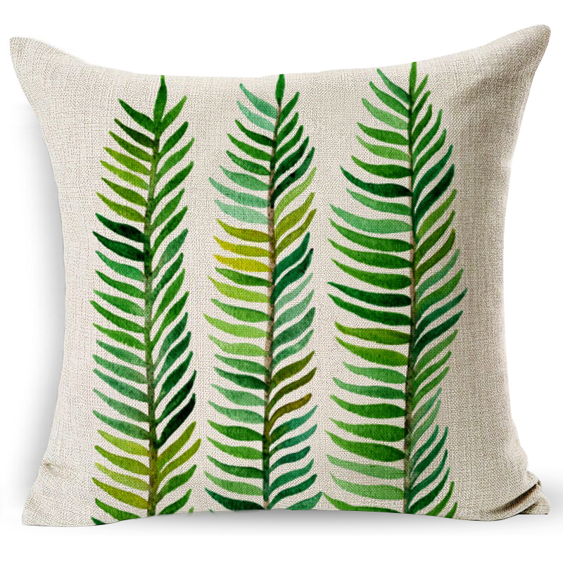 18 Home decoratieve kussens katoen linnen sierkussen groene bladeren print gezellige rugleuning kussen beddengoed kussensloop LXC