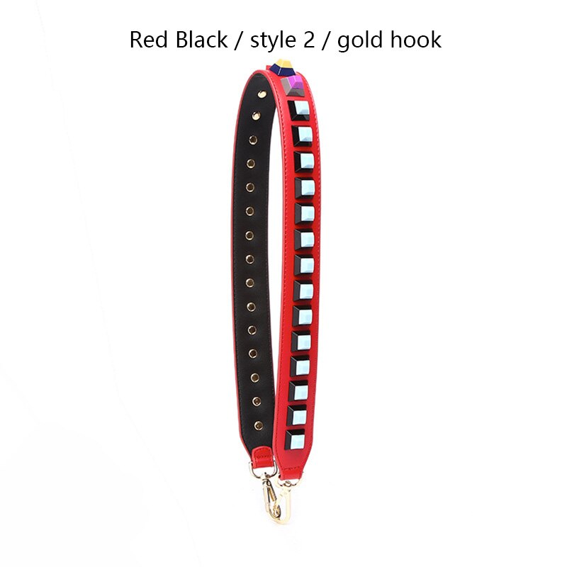 Vrouw Zak Bandjes Klinknagel Schouderbanden Breed Tas Band Botsen Kleur Joker Bloem Riem Crossbody Onderdelen Acessorios: Red Black 2 Gold