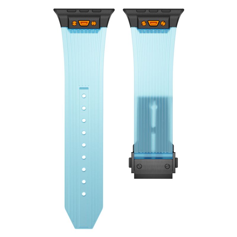 Transparentes Silikonarmband für Apfel Uhr-Armbänder Ultra 49 46 45 44 42 mm, weiches, wasserdichtes Armbinde, Sportarmband für iWatch Correa: XS / Mitternachtsblau
