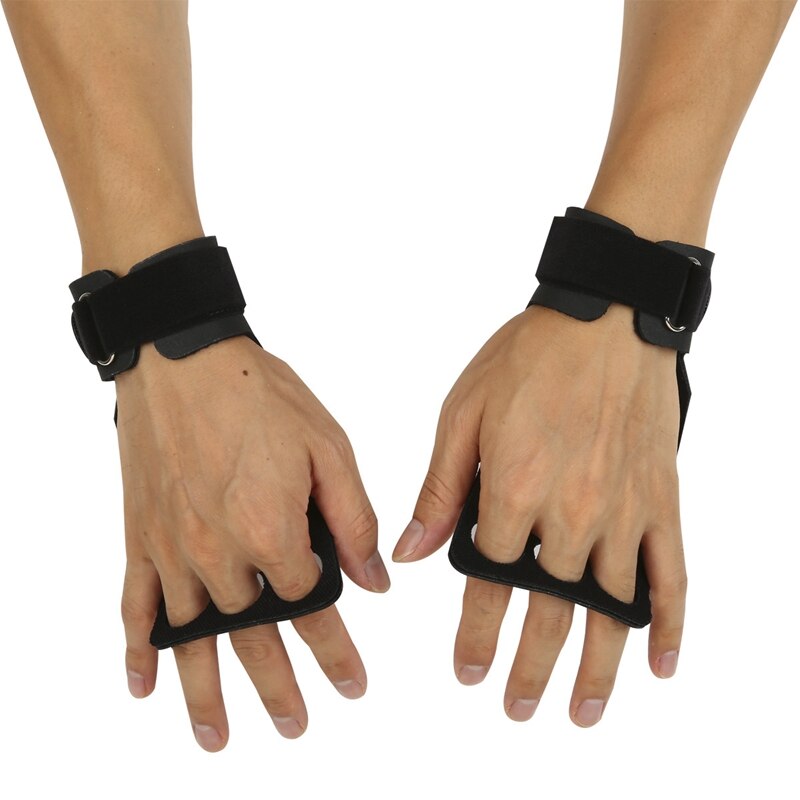 Equipo de palma de la mano de la aptitud antideslizante desgaste muñequera de agarre duro con mancuerna barra Horizontal deportes guantes grandes