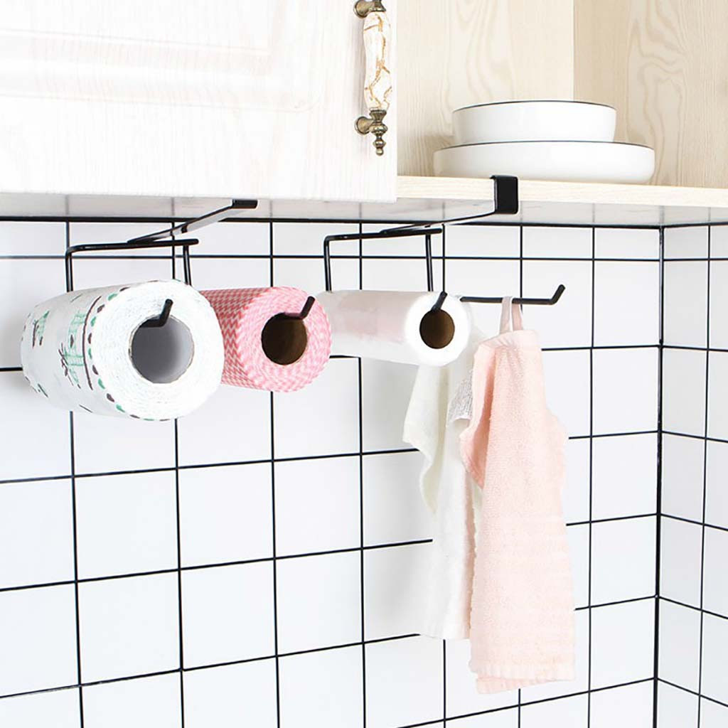Accessoires étagère sous armoire porte-rouleau de papier porte-serviettes tissu cintre crochets rangement cintre support mural cuisine accrocher