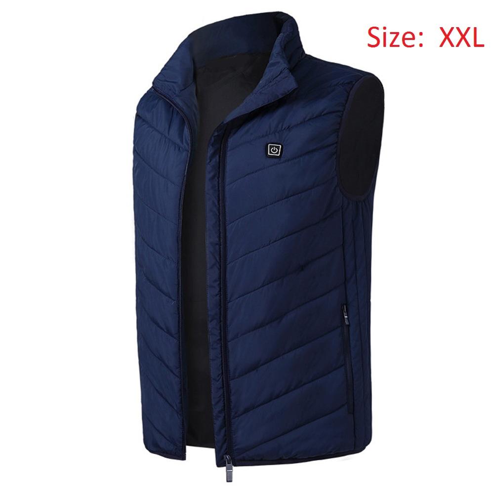 Usb Verwarmde Vest Outdoor Warm Wasbaar Mannen Vrouwen Verwarming Vest Winter Doek Camping Wandelen Verwarmde Jas: YL190903-BU1-XXL