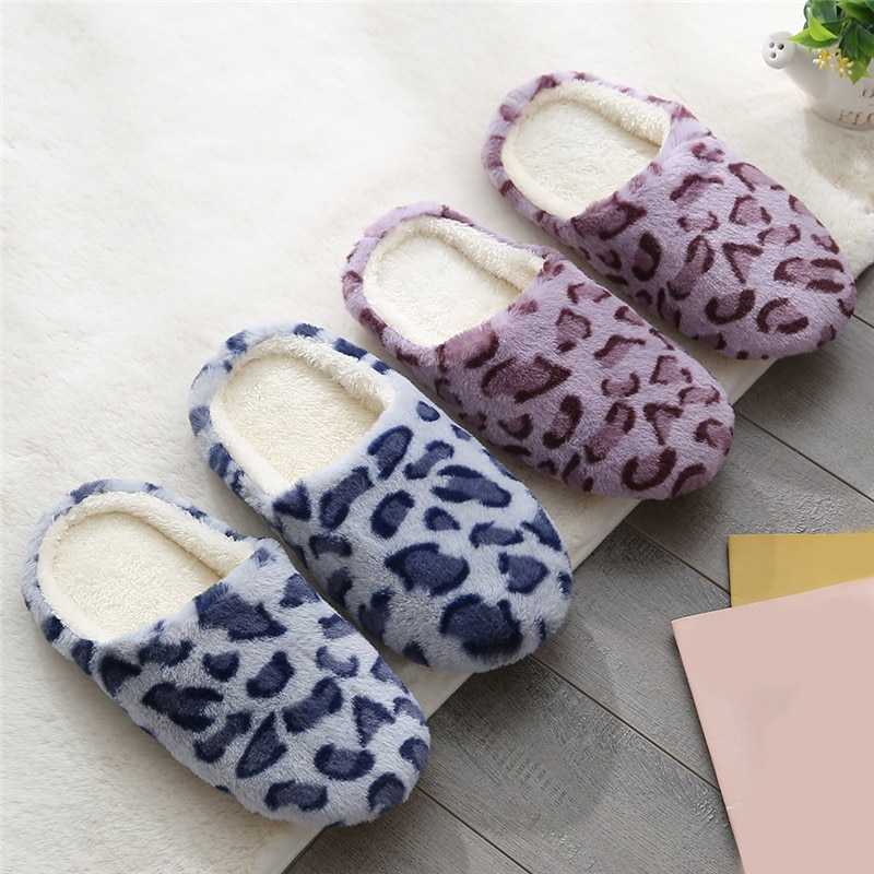 Luipaard Zachte Bodem Thuis Slippers Vrouwen Indoor Floor Slippers Non-Slips Schoenen Voor Slaapkamer Huis Vrouw Slippers Warme Schoenen