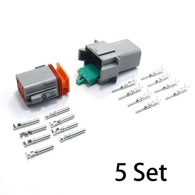 Bornier connecteur étanche gris 8 broches 1/3/5 jeux de fils électriques automobiles, connexion rapide pour moto et voiture: 8P 5Set
