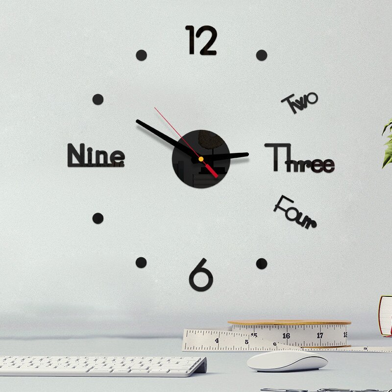 DIY Wall Clock Bedroom Living Room 3D Mirror Stickers Wall Surface Sticker Home Office Decor Clock modern Style Wall Clocks