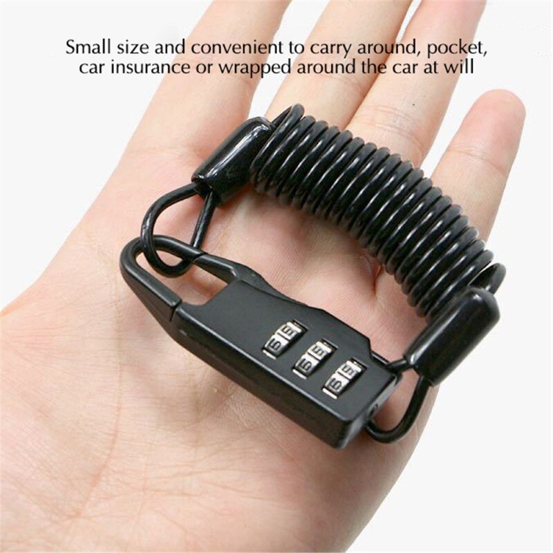 Bicycle Lock Anti-Theft Mini Helmet Lock Motorcycle Bicycle Scooter 3 Digit Combination Password Security Cable Lock