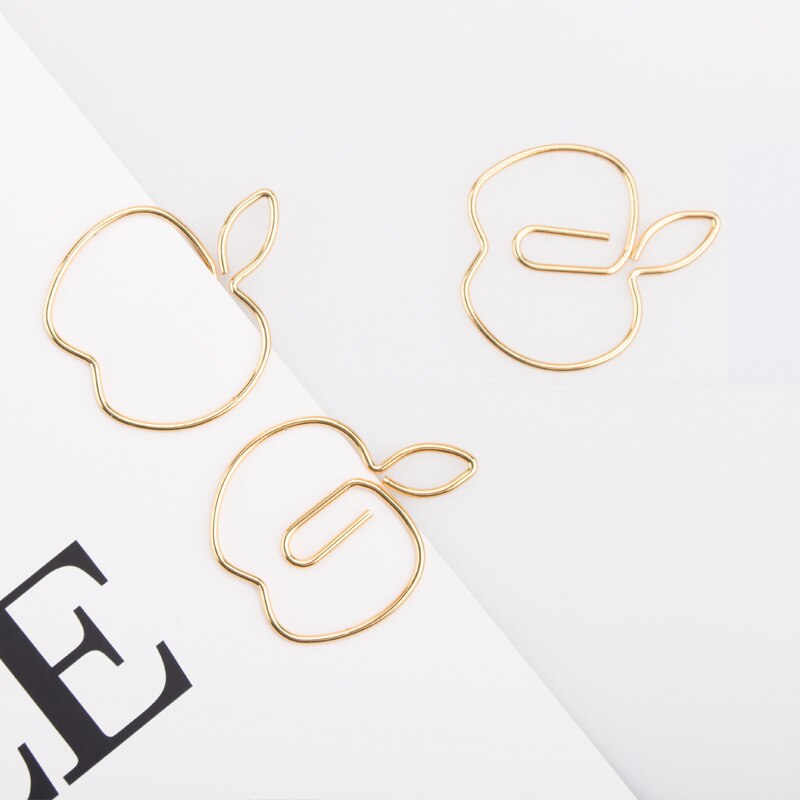 Gold Apple Paper clips Shaping Pin Special Shaped paper clip Metal Customization Paperclips Gold Paper Clips Decorative