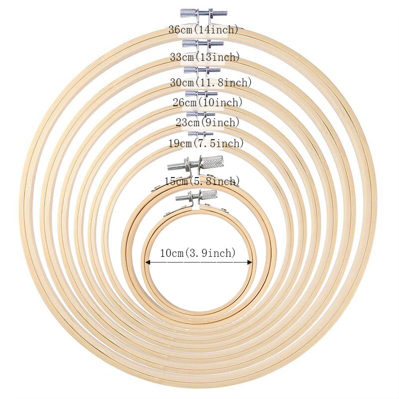 8 Pieces Embroidery Hoop Set Bamboo Circle Cross Stitch Hoop Ring 3.9 inch to 14 inch for Embroidery and Cross Stitch: 8pcs(10-36cm)