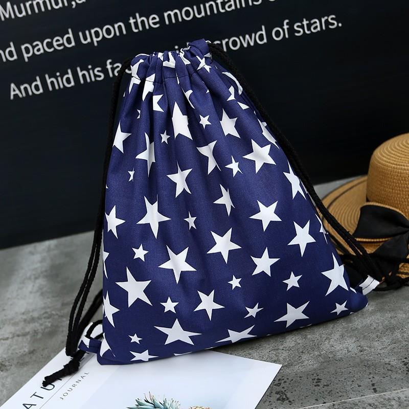 Style Student Shoulder Storage Bag Women Men Drawstring Travel Beach Backpack Leaf Bag Toys Shoes Clothes Organizer