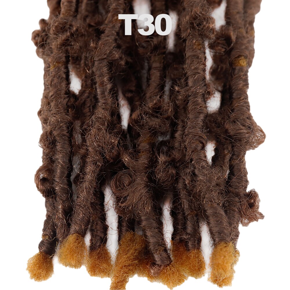 LISI GIRL Butterfly Lock Crochet 12 Inch Soft Faux Crochet Knitting Butterfly Twisted Braided Hair Synthetic Hair Extension: 1B/30HL