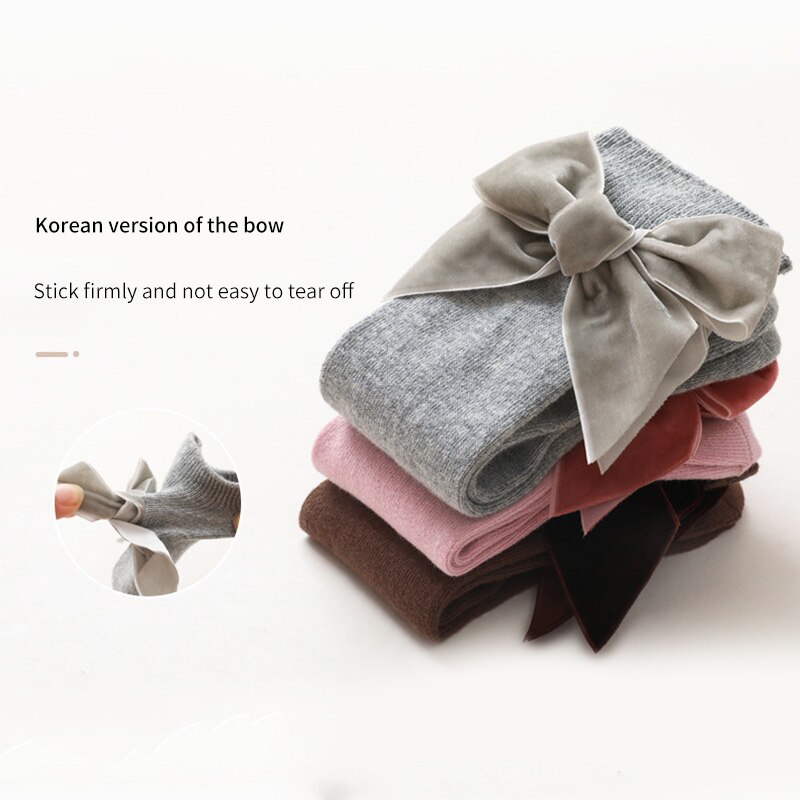 Strik Knie Hoge Baby Sok Zoete Katoen Ademend Peuter Sok Lange Sok Voor Meisjes Prinses Herfst Winter Zachte Effen Kleur