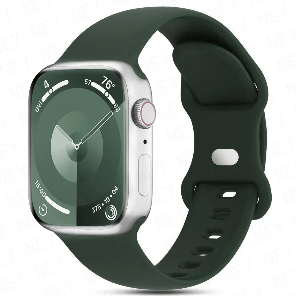 Urrem til apple watch-rem 44mm 40mm 45mm 41mm 42-38mm silikonearmbånd iwatch-rem serie 8 7 se 3 4 5 6 9 ultra 2 49mm: Olivenflager / 16mm