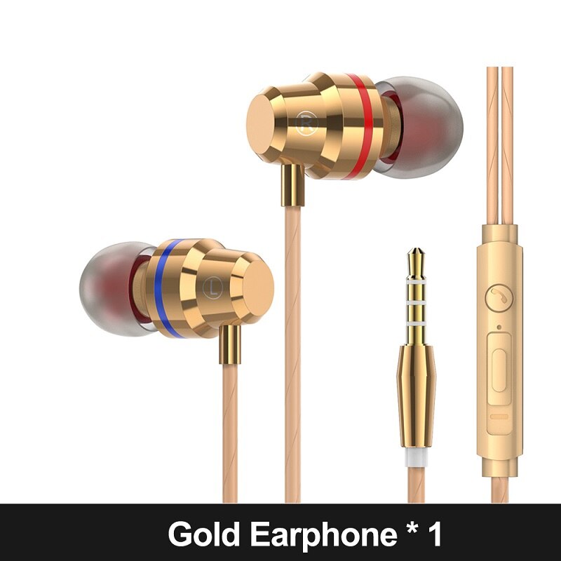 AWI M5 Super Bass Oortelefoon Hoofdtelefoon Met Mic 3.5mm Sport Gaming Headset voor Telefoons Xiaomi Samsung iPhone fone de ouvido MP3: Gold Earphone