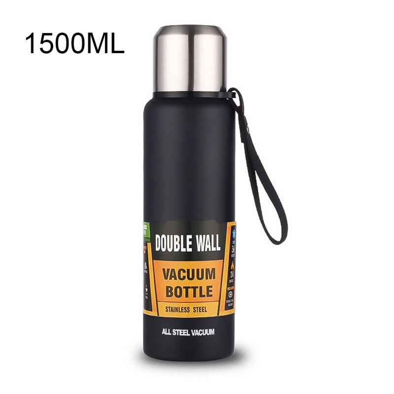 Gobelet isolé portatif de fiole de vide d'acier inoxydable de grande capacité avec la bouteille thermique de corde 500/700/1000/1500ml: 750ml / green