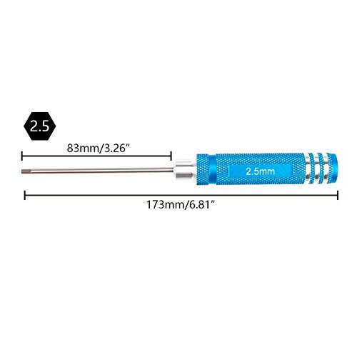 1Pcs Aluminium Allen Hex Schroevendraaiers Sleutel Driver Tool Set 1.5/2/2.5/3Mm Handvat Voor Rc Hobby Model Auto: 2.5mm