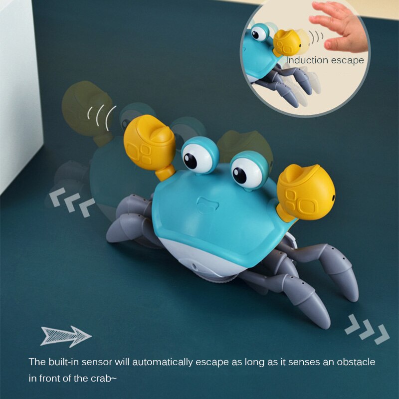 Strange-cangrejo eléctrico de inducción automático para niños, juguete para evitar obstáculos, música, carga, novedad