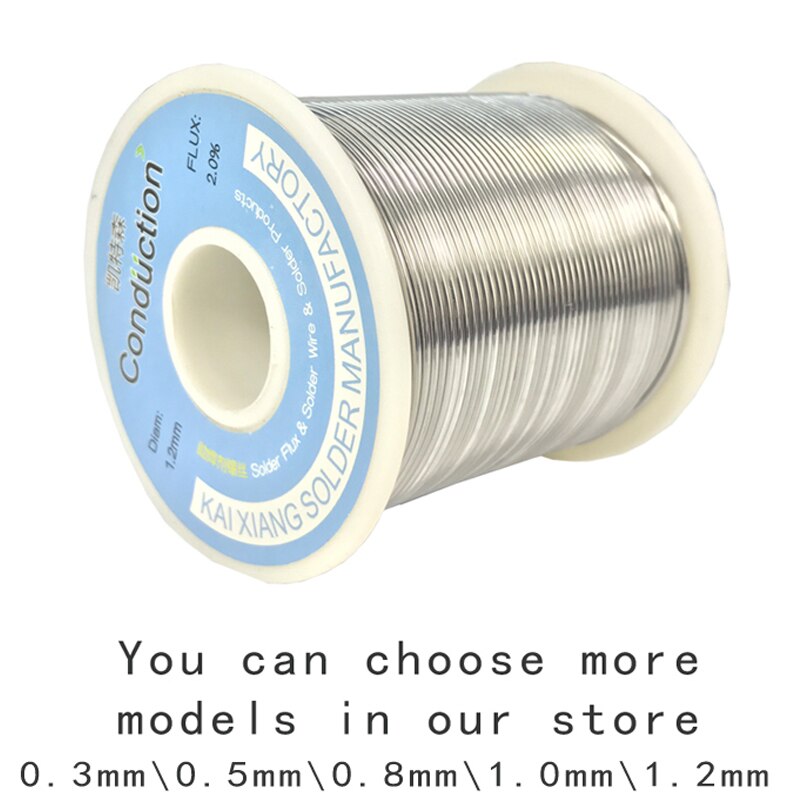 Alambre de soldadura 0,3/0,5/0,8/1,0/1,2/1,5mm flujo 2.0% 45FT estaño Alambre de estaño colofonia de fundido núcleo de soldadura de alambre línea Roll50g100g